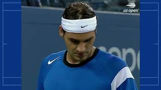 Federer vs Agassi  US OPEN 2004 QF Court Level amp Slow Motion [upl. by Martguerita]