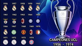 TODAS LAS FINALES DE LA UEFA CHAMPIONS LEAGUE  CAMPEONES 1956  1974 ⚽🏆 [upl. by Esiole589]