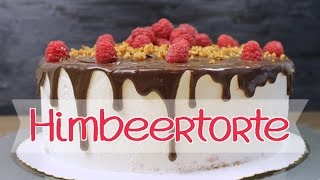 HIMBEERTORTE backen  Sahnetorte mit Himbeer Mascarpone Creme Drip Cake  deutsch [upl. by Inar]