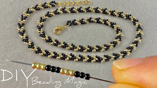 Simple Seed Bead Necklace Seed Bead Jewelry Making Tutorials for Beginners [upl. by Vaas]