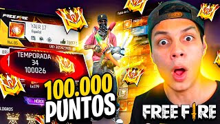 SUBO POR PRIMERA VEZ a 100000 PUNTOS y ME VUELVO TOP 1 GLOBAL en FREE FIRE épico [upl. by Esinaj321]