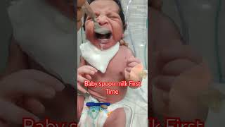 Baby spoon milk feeding ❤️🤩 First time 💓😋 niculife reels newbornbaby cutebaby nicu babyvideos [upl. by Sanchez]