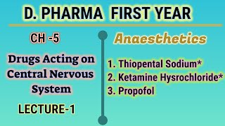 AnaestheticsDrugs acting on central nervous systemCH5L1Pharmaceutical chemistryDPharmIst yr [upl. by Virgil]