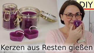 KERZEN GIEßEN  KERZEN SELBER MACHEN mit Kerzen Resten und Lavendelöl  DIY Upcycling [upl. by Rachael92]