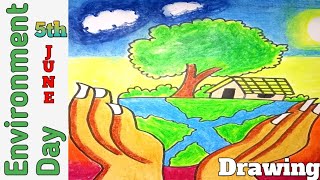 World Environment Day Drawing  Save Environment Drawing Easy  Save Earth Poster Drawing Easy art [upl. by Fugere452]