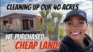 CLEANING OUR 40 ACRES WITH AN ABANDONED HOUSE WE PURCHASED FOR 20K [upl. by Animsay]