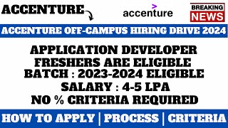 ACCENTURE OFFCAMPUS HIRING 2024  ANY GRADUATE CAN APPLY FOR THIS  BEBEMCAMSC  SALARY  46 LPA [upl. by Burnard698]