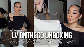 LOUIS VUITTON ONTHEGO TOTE MM UNBOXING REVIEW  MOD SHOTS amp WHAT FITS INSIDE [upl. by Aisayt]