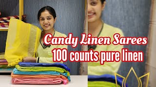 Pure linen Sarees  Candy Linen Sarees  Kanchivaram by Arya [upl. by Anertac947]