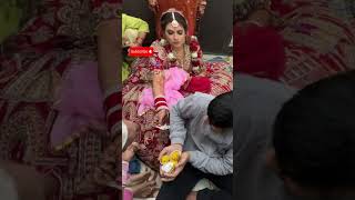 NAYI DULHAN KA GRIHA PRAVESH❤️👣  RITUAL AFTER WEDDING  ​⁠​⁠RajatSwatiVlogs shorts [upl. by Kcirdnekel151]