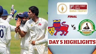 Mumbai vs vidarbha ranji trophy final 2024 day 5 highlights [upl. by Sakmar382]