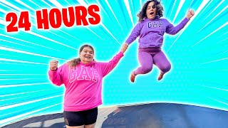 24 Hours Overnight in Our TRAMPOLINE Challenge [upl. by Ykcir]