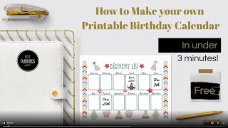 How to make your own birthday calendar [upl. by Noiemad]