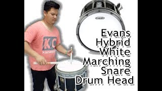 รีวิว หนังกลอง Evans Hybrid White Marching Snare Drum Head [upl. by Cailean]