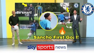 🚨Jadon Sancho Scores First Goal 😱at Chelsea Training🖲 Sancho First Training 🔥at Cobham✔️ [upl. by Llekcor926]