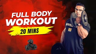 20 Min Full Body Workout With Dumbbells Beginner to Advanced  Yatinder Singh [upl. by Lehcer]