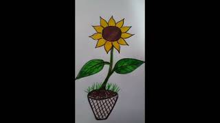 Easy drawing sunflower Drawing [upl. by Michaud408]