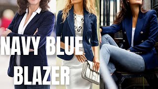 Navy Blue Blazer Outfits Ideas for Spring 2022 How to Wear Dark Blue Blazer [upl. by Aynatahs]