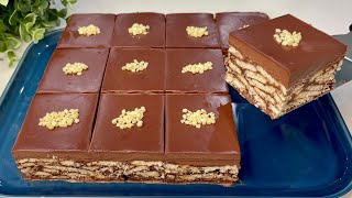 La torta più deliziosa di biscotti e cioccolato  niente COTTURA basta solo 10 minuti [upl. by Aurita]