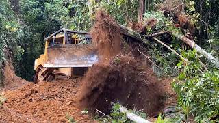 Extraordinary Process of Opening a Forest Road by Cutting a Hill Slope Using a D6R XL Dozer [upl. by Klarika8]