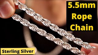 55mm Rope Chain Sterling Silver 925 [upl. by Past]