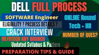 DELL FRESHER SOFTWARE ENGINEER RECRUITMENT PROCESS  TECHNICAL INTERVIEW  SYLLABUS  PATTERN [upl. by Llerred301]