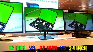 Real Size and Comparison of Gaming Monitors 32 vs 27 vs 24 inch Monitor [upl. by Liauqram]