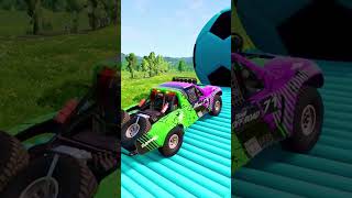 Double Flatbed Trailer Truck vs Speed bumps  Train vs Cars  Tractor vs Train  BeamNG Drive 005 [upl. by Leno700]