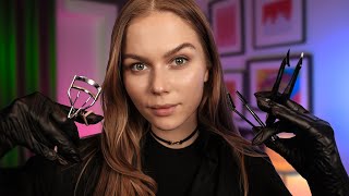 ASMR Doing Your Eyebrows and Lashes Brushing coloring tweezing Beautician RP Personal Attention [upl. by Furey]