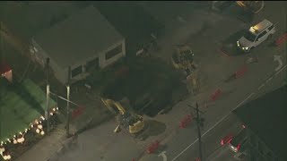 Sinkhole water main break closes lanes in Buckhead [upl. by Jethro]