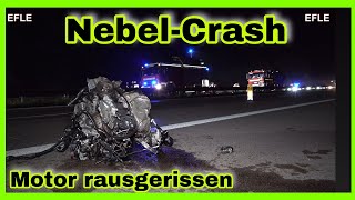 ❎️MOTORBLOCK FLIEGT ÜBER DIE AUTOBAHN⚠️Folgenschwerer UNFALL IM NEBEL auf A14 bei Naunhof❎️ [upl. by Cad]