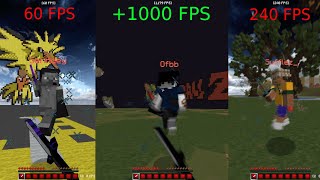 Minecraft PvP  60 FPS vs 120 FPS vs 240 FPS vs 800 FPS vs 1000 FPS [upl. by Idalina700]