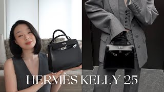 HERMÈS KELLY 25 REVIEW Hermès Box Leather Review After Two Years [upl. by Ysnil558]