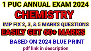 1 puc chemistry imp questions annual exam 2024 [upl. by Belia845]