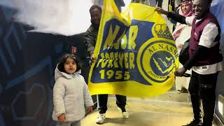 Fatimah waiving Al Nasser Team Ronaldo team flag in stadium with stadium security [upl. by Bradleigh]