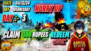 DAY 3  how to get 300 Rupees free Redeem code FREE FIRE redeemcode money freefire telugu [upl. by Eimoan]