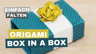 ORIGAMI Box in a Box Verpackung aus Papier basteln [upl. by Selokcin]