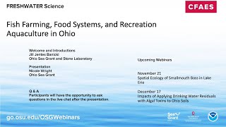 Freshwater Science Fish Farming Food Systems and Recreation Aquaculture in Ohio [upl. by Keifer]