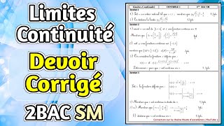 Devoir Corrigé sur les Limites et Continuité 2Bac SM [upl. by Jenica611]