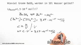 Löslichkeitsprodukt  Aufgabe  Wieviel Gramm werden gelöst [upl. by Kerge]