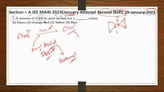 Section  A jeemain  Shift 2 29January2023 A solution of CrO5 in amyl alcohol has a [upl. by Stepha]