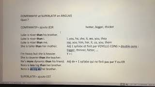 255 COMPARATIF et SUPERLATIF en ANGLAIS [upl. by Syst675]