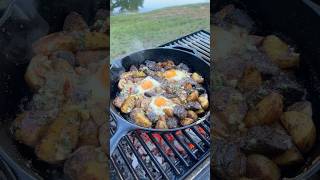 Steak and Eggs with my new Cowboy Butter  Over The Fire Cooking by Derek Wolf [upl. by Benjie]