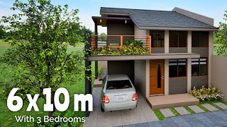 6x10 meters 60 sqm House Design with 3 Bedrooms 1969x3281 ft 64584 sqft [upl. by Conlan590]