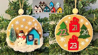 Easy DIY Christmas Ornaments Decoratiuni Brad de Craciun din capace de borcane Casa din carton [upl. by Anivek]