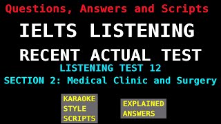 IELTS Listening Recent Actual Tests  Test 12  Section 2 Medical Clinic and Surgery [upl. by Voleta]