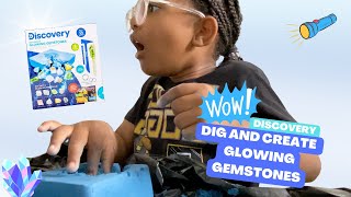 I FOUND GLOWING GEMS  Discovery Dig amp Create Gemstone STEM Science Kit  Unboxing Digging Reveal [upl. by Reggi]