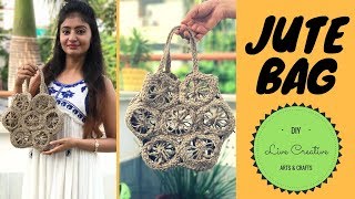 DIY Jute Bag  Make a Jute Rope Bag  Create a HandBag with Jute Rope by Live Creative [upl. by Anahpets]