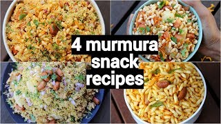 4 bhel snack recipes  murmura recipes  quick and easy snack recipes with murmura [upl. by Cornelia121]