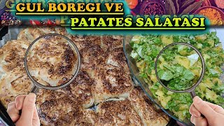 HAZIR YUFKADAN GÜL BÖREĞİ VE PATATES SALATASI  KESİNLİKLE DENENMELİ [upl. by Loria193]